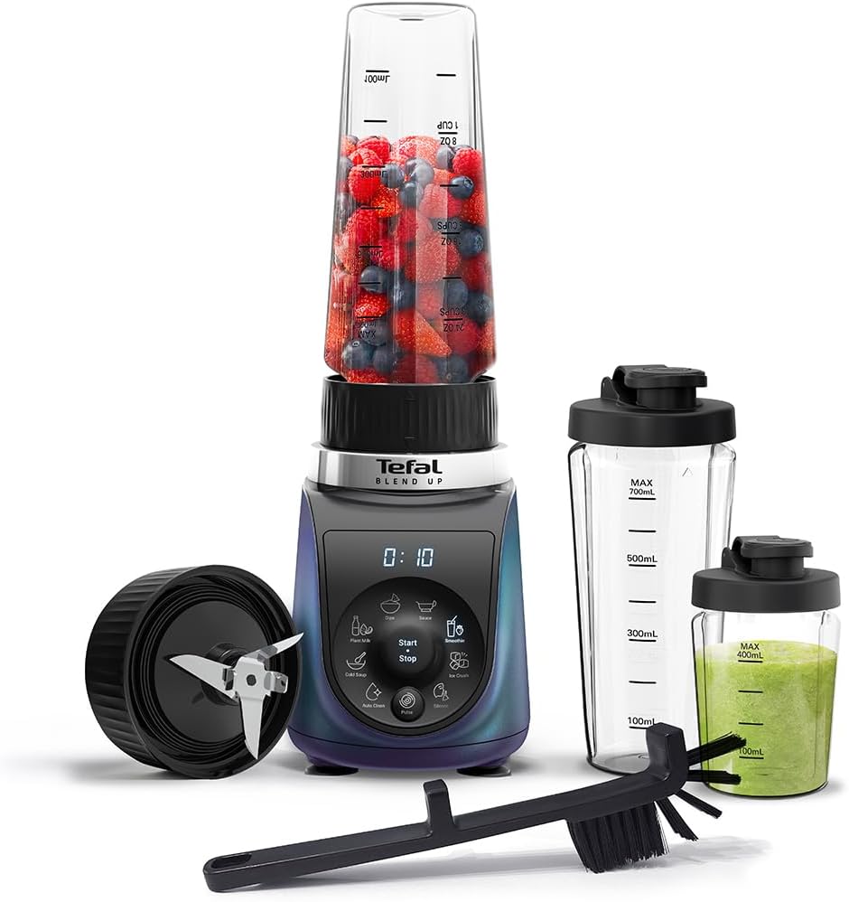 Tefal Blend Up mini blender with two smoothie bottles and touch controls - quiet mode smoothie maker