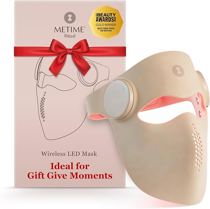 MeTime Ritual LED Light Face Mask - silicone wireless red light therapy mask