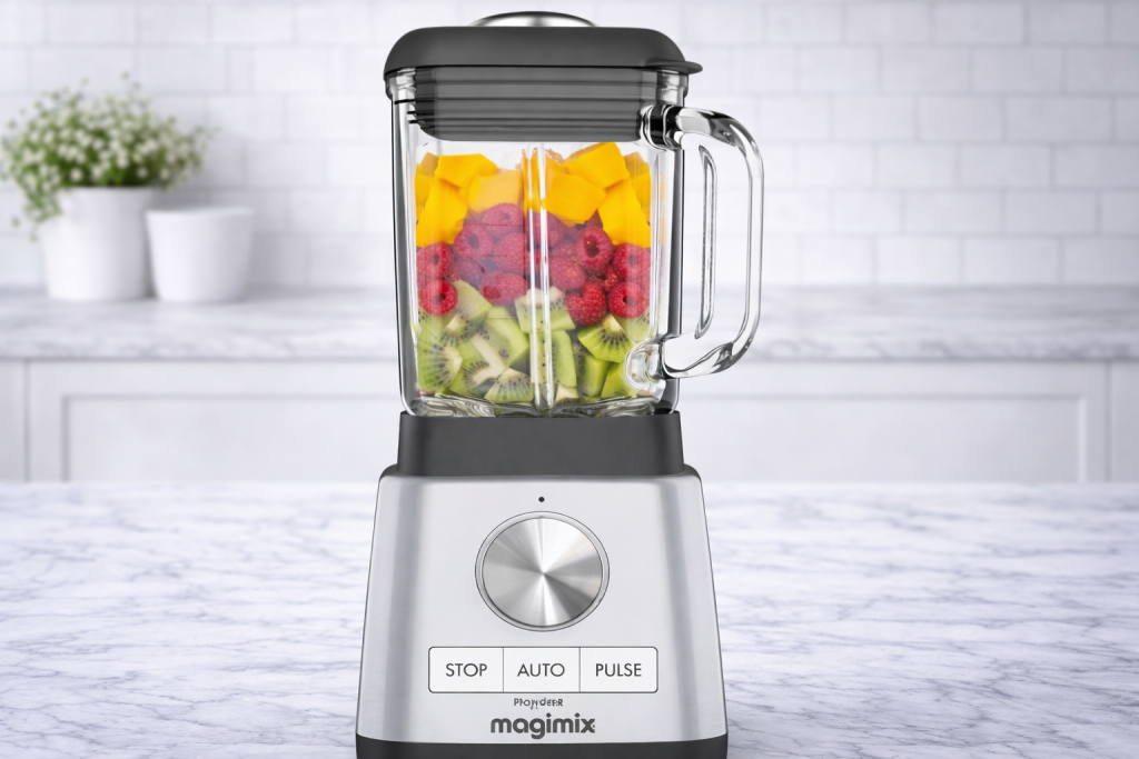Magimix Blender Power 3 with glass jug and fresh fruit smoothie - quiet smoothie maker with 30 year warranty