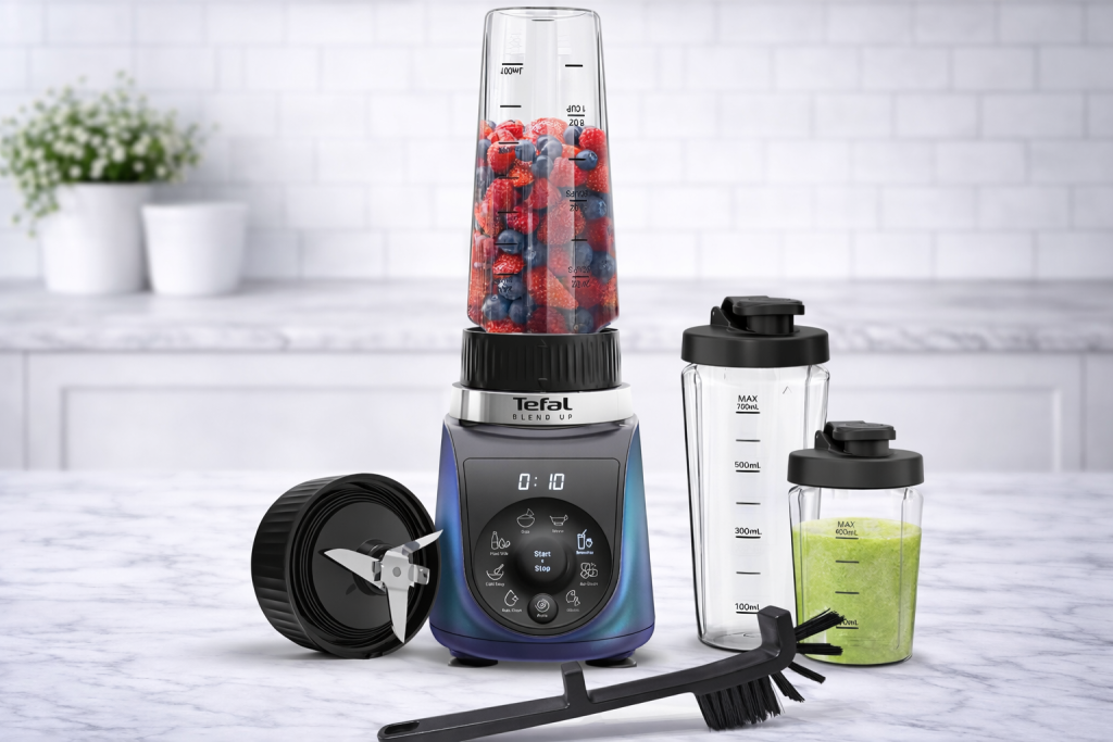 Tefal Blend Up mini blender with two smoothie bottles and touch controls - quiet mode smoothie maker