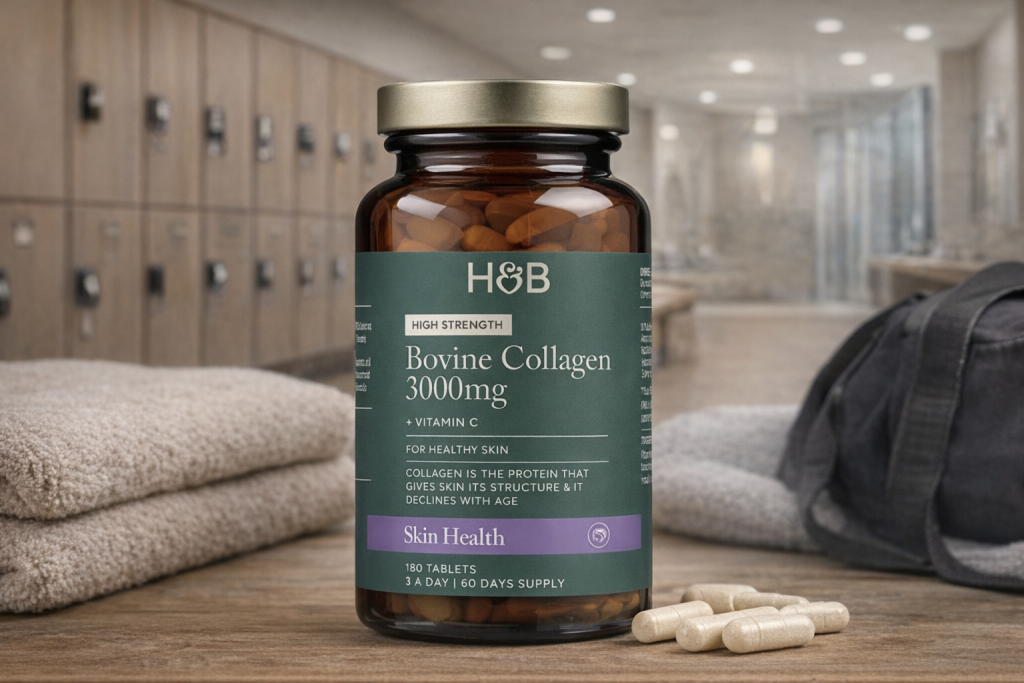 Holland & Barrett Bovine Collagen 3000mg tablets 180 count bottle with vitamin C