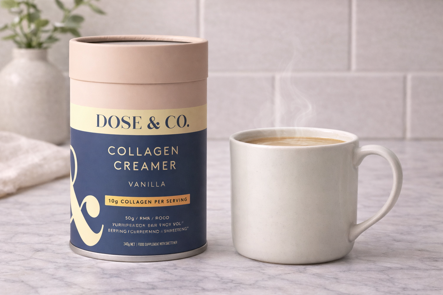 Dose & Co Vanilla Collagen Creamer - 340g product tub
