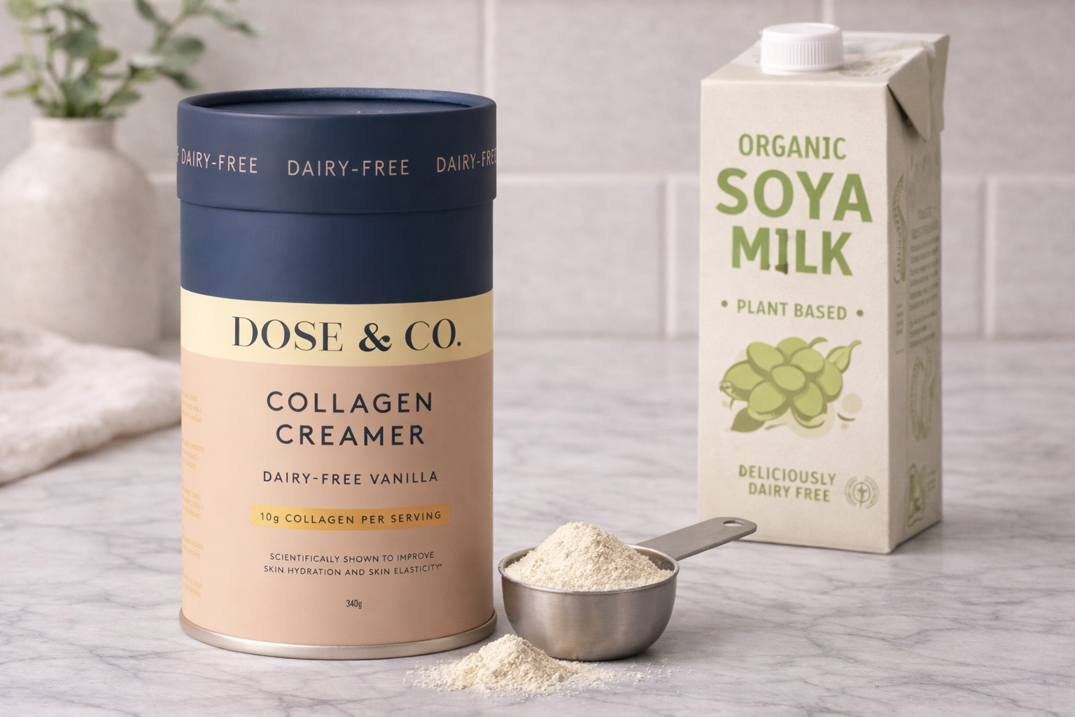 Dose & Co Dairy-Free Vanilla Collagen Creamer - 340g product tub