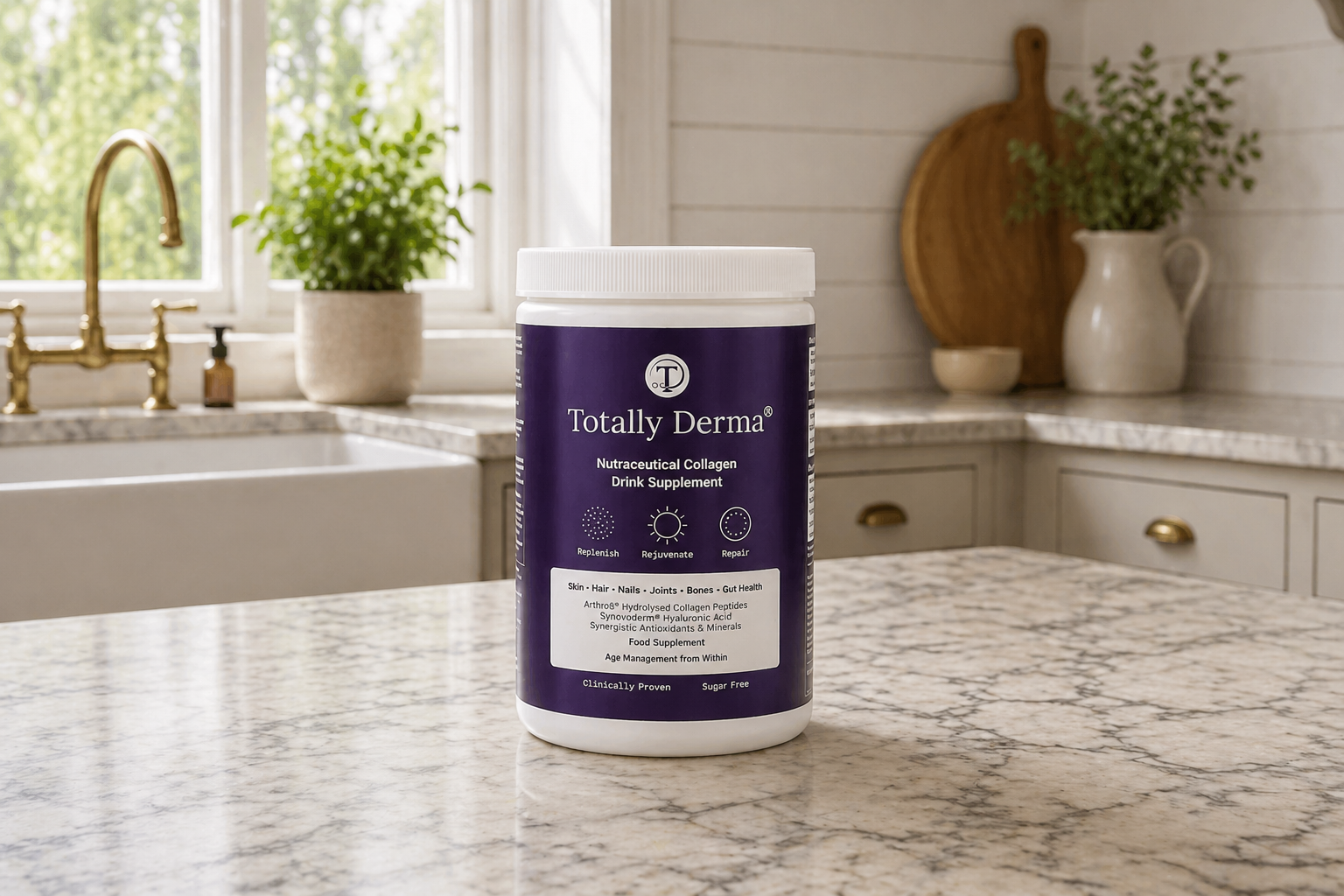 Totally Derma Nutraceutical Collagen Skin Drink review UK - 360g tub with mixed collagen drink