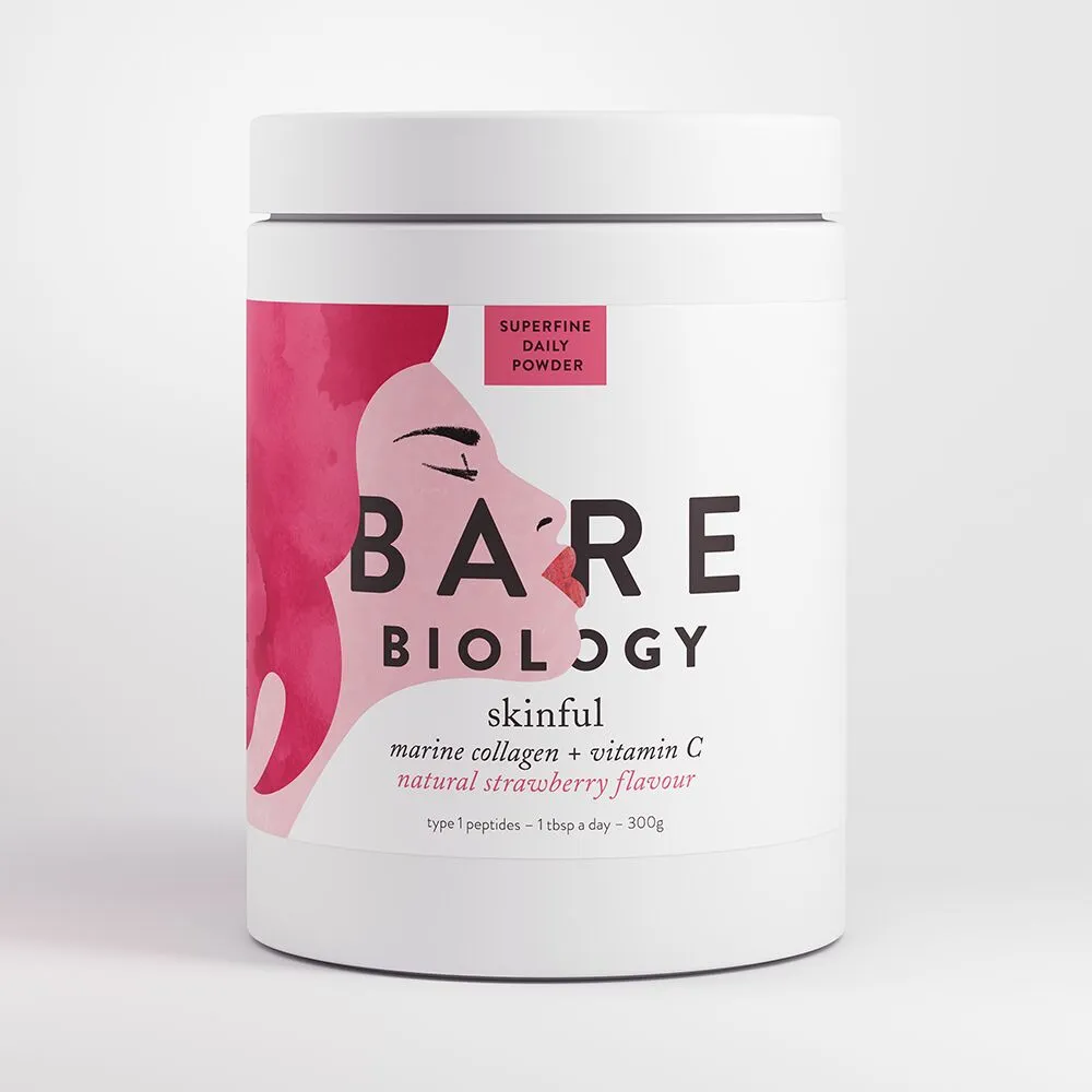 Bare Biology Skinful Marine Collagen with Vitamin C Strawberry