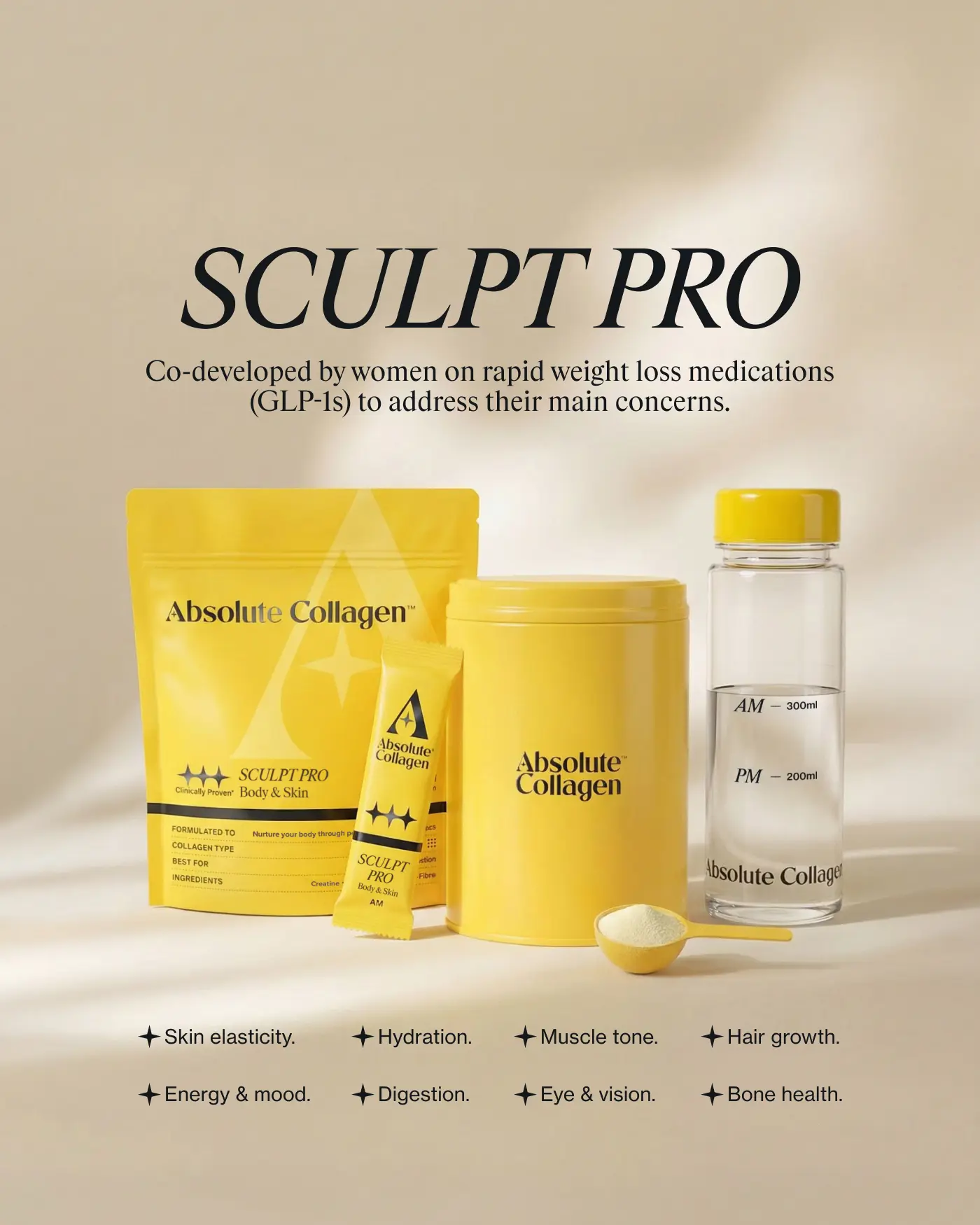 Absolute Collagen Sculpt Pro Total GLP-1 Supplement Support packaging